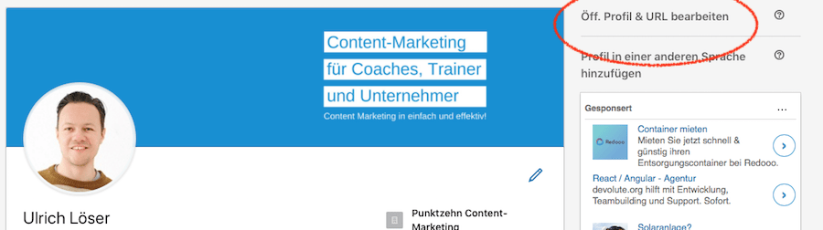 LinkedIn Profil Vanity URL