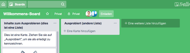 Trello Liste erstellen