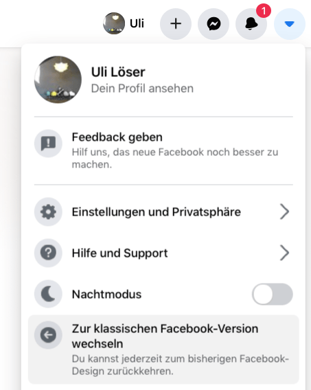 klassisches Facebook Design