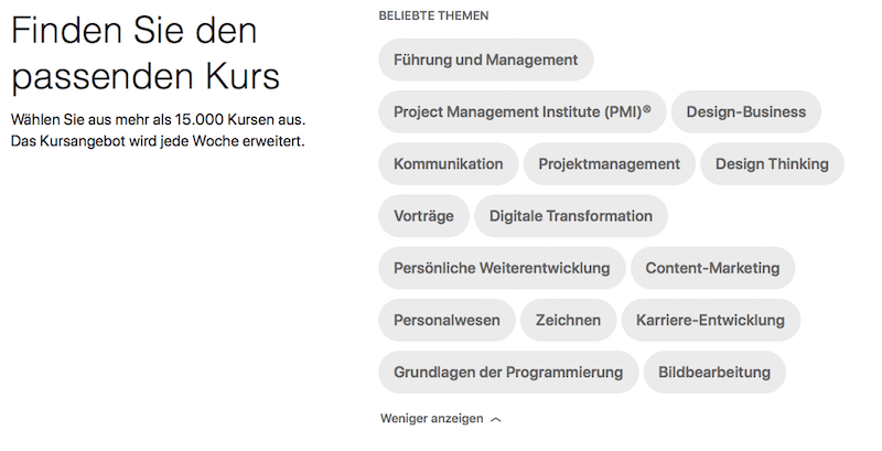 LinkedIn Learning beliebte Kurse LinkedIn Learning beliebte Kurse