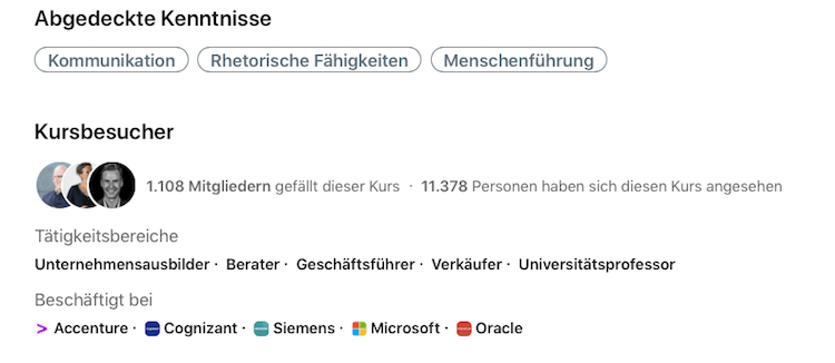 Teilnehmer Kurse LinkedIn Learning Teilnehmer Kurse LinkedIn Learning