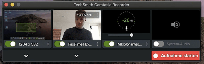 Neue Aufnahme Camtasia