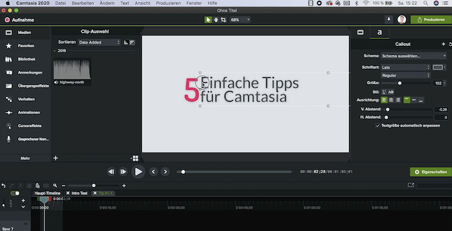 Vorlage bearbeiten Camtasia