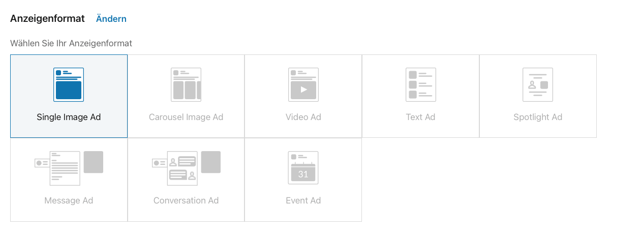 Anzeigenformat LinkedIn Werbeanzeigen