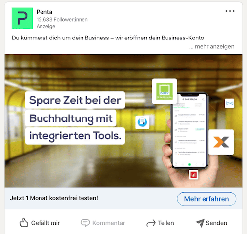 Beispiel Werbeanzeige LinkedIn