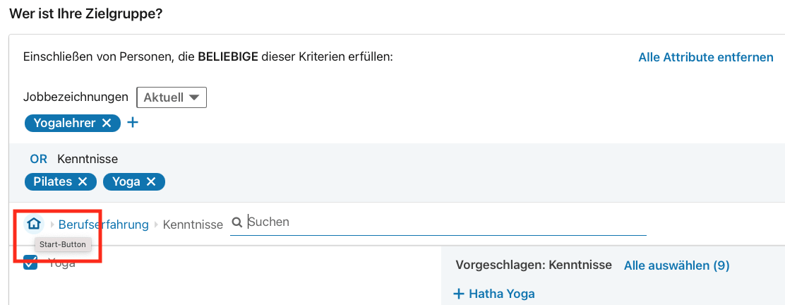 Start Button LinkedIn Werbeanzeige Start Button LinkedIn Werbeanzeige