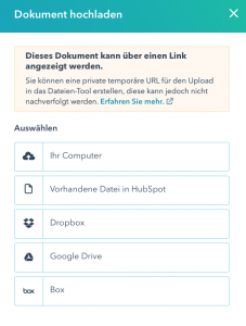 Dokumente hochladen HubSpot