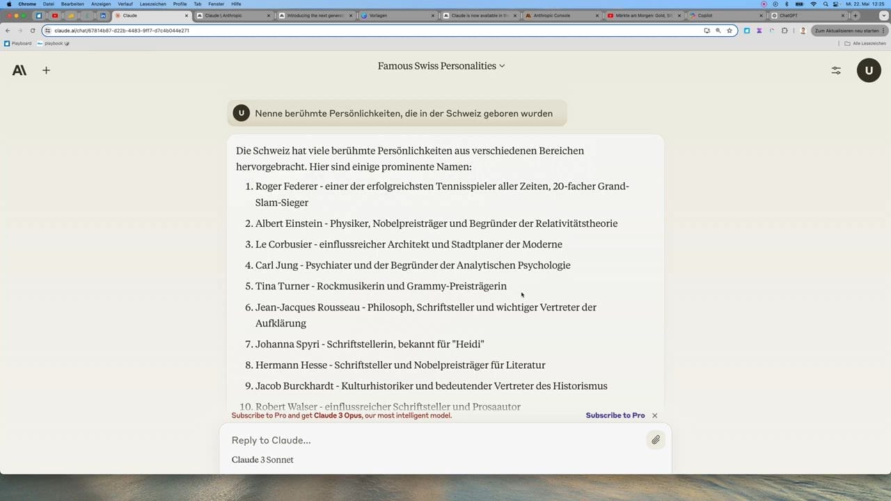 Fehlerhafte Antwort von Claude